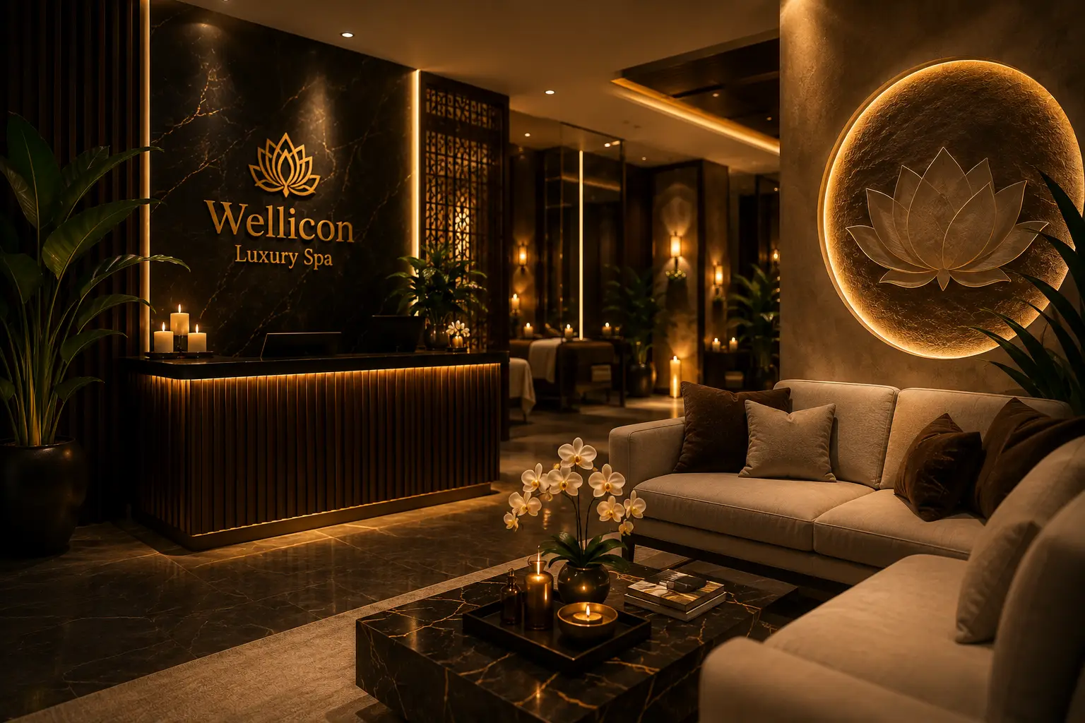 Calm luxury massage room at a premium spa in Gurgaon
