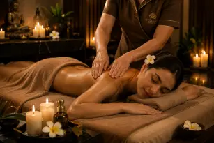Premium spa towels and wellness details