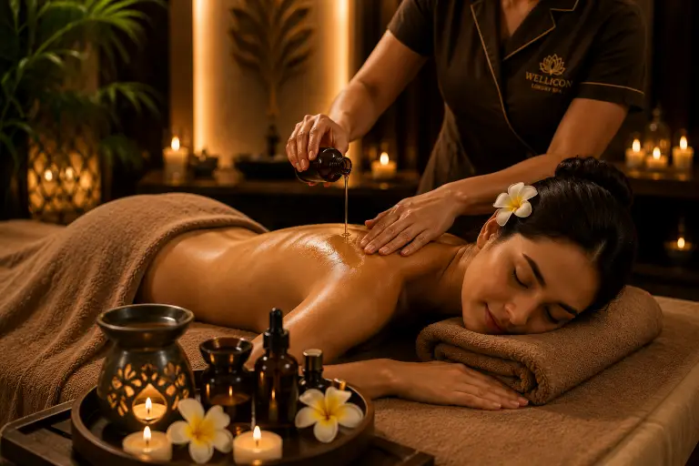 Aromatherapy massage with essential oils