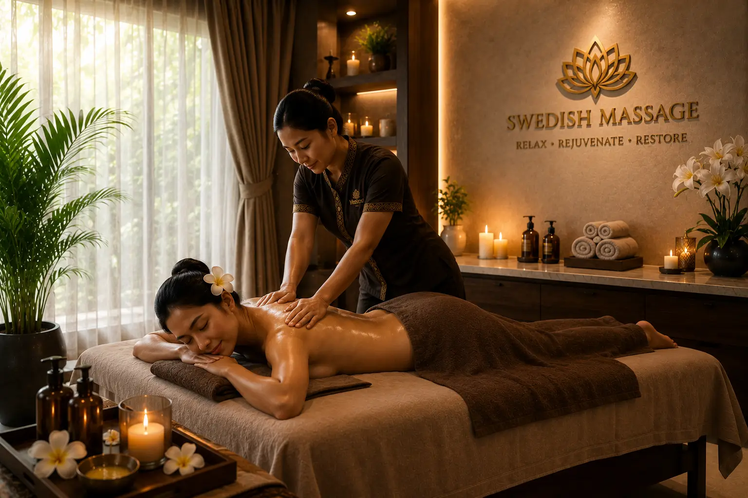 Swedish full body massage in Gurgaon luxury spa setting